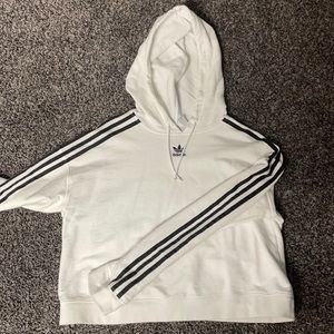 white cropped adidas sweatshirt